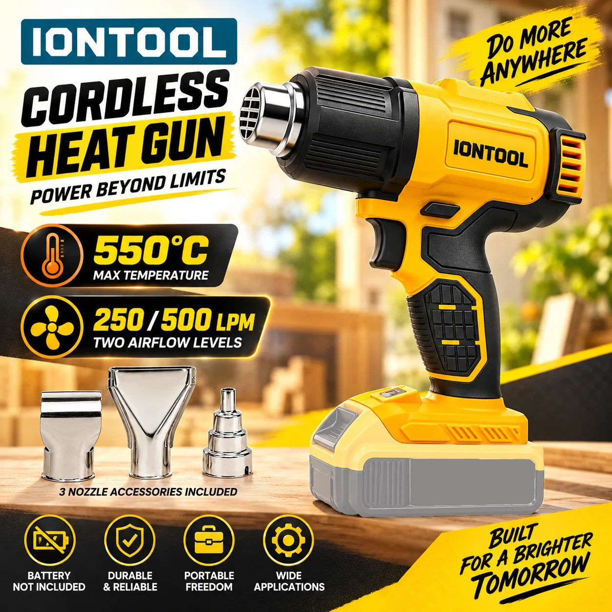 IONTOOL Желтый 550 ℃   Компакт – обзор и цена Cordless Heat Gun For Shrink Tubing