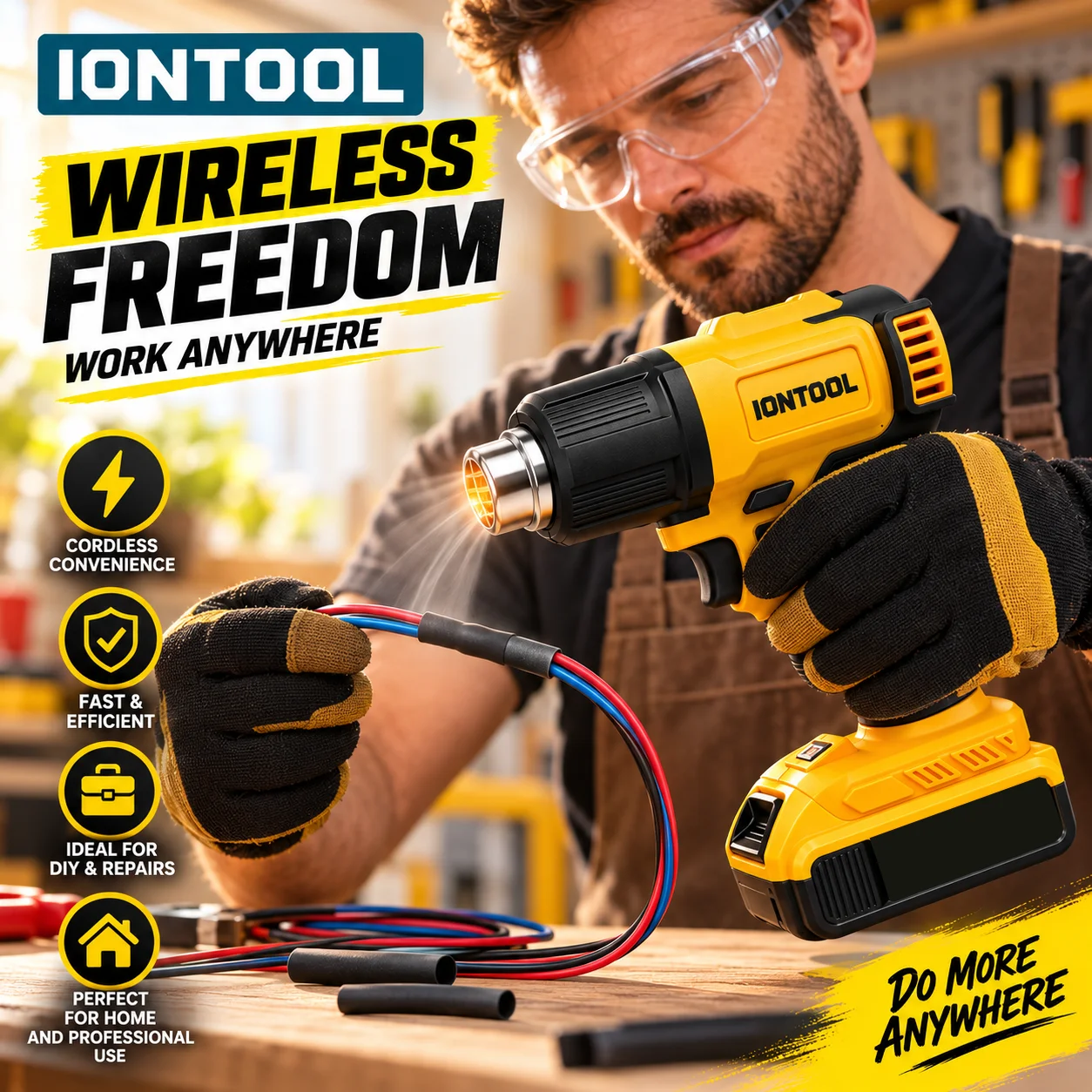 IONTOOL Желтый 550 ℃   Компакт – обзор и цена Cordless Heat Gun For Shrink Tubing